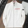 メンズジャケットのデザイナー春と秋の潮のブランドユース長袖スリムスタンドカラー汎用風の薄いカジュアルホワイトc49c
