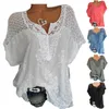 Summer Short Sleeve Womens Tshirt and Tops Loose White Lace Patchwork Shirt S6XL Women Topps Casual Clothes 220526