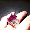 Eheringe Silber Überzogener Großer Quadratischer Stein Roter Zirkonia CZ Strass Weiblicher Fingerring Verlobung Für Frauen Schmuck Hochzeit