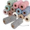 Garen 100m / roll 2mm dubbele kleur geweven katoenen touw weefsels diy handgemaakte ambachten partij banner decor geschenkdoos tas verpakking verpakking