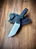 R7273 Couteau droit de survie A2 Stone Wash Tanto Point Blade Full Tang Black G10 Poignée Couteaux tactiques de camping en plein air avec Kydex