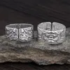Cluster Ringe Thai 925 Sterling Silber Schmuck Offener Ring Vintage Amulett Buddha Lotus Baltische buddhistische Schriften für Männer FrauenCluster