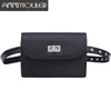 Annmouler Brand midjeväskor PU läder Fanny Pack Black Justerbara kvinnor Packar Fashion Hip For Girls Small Bum 220531