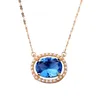 Pendant Necklaces Kissme Delicate Imitation Pearl Oval Blue Glass Women Famous Actress Same Gold Color Fashion JewelryPendant