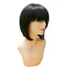 Short Bob Wigs For Black Women Natural color Brazilian Straight Human hair Wigs With Bangs Full Machine Made Glueless Fringe Wig