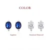 Clip-On skruv tillbaka Sterling Silver 925 Gemstone Sapphire Clip Earrings Women's Fashion Jewelry Blue White Lab Diamond Wedding Wholesal Wholesal