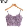 TRAF Women Sexy Fashion With Lace Cropped Tank Top Vintage Backless Adjustable Thin Strap Female Camis Chic Tops 220325