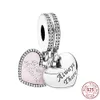 925 Sterling Silver Charms عائلة المودة قلادة سحر السحر الأصلي ملائمة Pandora المجوهرات صنع هدية DIY