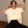 Oversized Tee Shirt 7 Solid Color Basic T-shirt Casual Harajuku Letnie Długie Białe Czarne Topy Koreański Hipster White T 220402