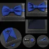 Men039S TIE BOWTIE 세트 고급 비즈니스 노동자 블루 검은 색 단색 실크 실크 폴리 에스테르 자카드 웨이터 넥타이 슈트 웨딩 파티 26932089