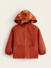 Toddler Boys Cartoon Graphic Zip Up Pocket Patched Hooded Coat SHE