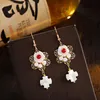 Dingle ljuskrona kinesiska traditionella örhängen för kvinnor flicka hanfu etnisk örhänge estetiskt blommakal hänge öronringar mode gåvor