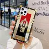 Lo specchio Labbra e rossetto quadrato custodie per telefoni cellulari di lusso con supporto per anello per iPhone 13 12 11 pro promax XS XR 7plus 8 Samsung S22 A13