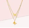 Hanger kettingen 316L roestvrij staal goud kleurvlinder voor vrouwen dubbele laag choker 2022Trend mode geschenk juwelen