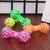 Jouets pour animaux de compagnie coloré pointillé haltère en forme de chien jouet presser grinçant Faux os animaux jouets à mâcher pour chiens
