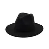 Breda randen hattar kvinnor vinter solid multicolor filtade män formell vintage klassisk enkel vit svart fedora scot22