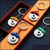 Nyckelringar Fashion Accessories Blandade färger Kolv Turbo broms Nyckelring Hjulkaliper Metal KeyFob Sleeve Bearing Spinning Holder Car Engine