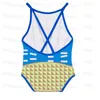 Dziewczyny One Piece Swimwear Fashion Backless Swimsuit Blue Bathing Suit Słodkie stroje kąpielowe dla dziewczyny