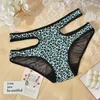 3XL 4XL Vita media alta Donna Mutandine leopardate Sexy Maglia trasparente Scava fuori Biancheria intima Senza cuciture Cinturino Seduzione Lingerie L220802