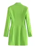 Traf Zar Green Blazer платье женщина, установленная короткие элегантные ES для женщин с длинным рукавом мини -мини -формальный ES 220721