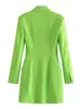 TRAF Zar Vert Blazer Robe Femme Ajustée Court Élégant es Pour Femmes À Manches Longues Bureau Mini Formelle es 220721