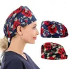 Beanie/Skull Caps dameskatoen scrubs Weat-absorbent elastische sectie huisdier verzorging verpleegkundige werkmutsen lab bloemenprint scrub hoed#p3 pros22