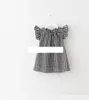 Sukienki z kraty dziewczynki z rękawem muchy w kratę sukienki księżniczki 2018 Summer Boutique dla dzieci odzież