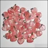 Takılar Mücevher Bulguları Bileşenler Doğal Taş 20mm Kalp Kaplanları Göz Gül Kuvars Opal Kolye Ayrılar Dhocs