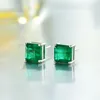 Studie Prinzessin Cut 2CT Emerald Gemstone Ohrring 100% Real 925 Sterling Silber Schmuck Engagement Hochzeit Ohrringe für Frauen Männer kirs22