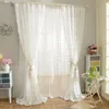 Embroidered Rose Voile Sheer White Curtain for Bedroom Wedding Party Festival Decorative Gauze Yarn French Window Tende W220421