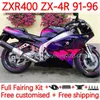 Body Kit Voor KAWASAKI NINJA ZXR 400 CC ZX-4R ZXR400 91 92 93 94 95 96 Kuipdelen 19No.21 ZX4R 400CC ZX 4R ZXR-400 1991 1992 1993 1994 1995 1996 ABS Volledige Stroomlijnkappen blauw roze