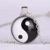 Tai Chi Time Time Gemstone Подвесной колье Yin Yin Yang Серебряное бронзовое стекло кабохон ожерелья для женщин мужские украшения модные украшения