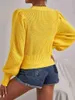 Women's Sweaters Pure color sweater autumn and winter new round neck Pullover versatile Lantern Sleeve fried dough twist women