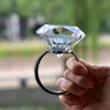 Bröllopskonst och hantverk dekoration 8cm kristallglas Big diamantring romantiska förslag bröllop rekvisita hemprydnader fest gåvor souvenir