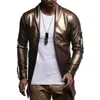 Vestes pour hommes Night Club Veste en cuir Hommes Slim Fit Moto Golden / Argent Blazer Mâle PU Manteau Hiver Menmen