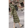 Manteau d'hiver en coton pour femme, Parka longue 6XL, couleur blanc, rouge, vert, à la mode, vêtements à capuche, manteau chaud, L220730