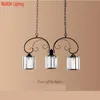 Lampy wiszące w stylu amerykańskim rustykalne żelazne światła luksusowe kryształowe wiszące oprawy oświetleniowe do jadalni studyjne lampypendant