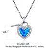 Pendant Necklaces Luxury Female Blue Fire Opal Pendants Silver Color Heart Key Necklace Vintage Wedding For WomenPendant