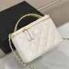 TZ 여성 크로스 바디 디자이너 화장품 박스 백 단색 캐비어 클래식 핸드백 다이아몬드 퀼팅 숄더 가방 거울 골드 톤 휴대용 체인 17*10.5cm