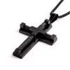 Mulheres Homens Cruz Colar de Aço Inoxidável Grande Jesus Cristo Pingente Rolo Chain 3mm 30 '' Prata / Ouro / Preto