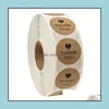 Adhesive Stickers Tapes Office School Supplies Business Industrial 500Pcs Roll Natural Kraft Paper Round Sticker Thank You For Supporting