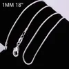 1mm 16 ~ 30inch 925 Sterling Silver Snake Chain Halsband 925 Stämplade ormhalsband för kvinnor Mode Smycken Billiga rabatt 1 st