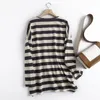 Withered Stripe Tops England Street Vinatge Striped O-neck Cotton boyfriend Oversize Loose Hoodies Women Sweatshirt Pullovers Tops