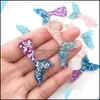 チャームジュエリー調査結果コンポーネント20pc/lot Sea Resin Mermaid Tail Pendant Charm diy Hang Hang Fot Fot For For