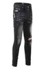 Jean Designer Jeans Amirs Amires High Street Brand Black Perforated Splash Jeans Mens Summer