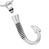 Pendant Necklaces Fish Hook Urn Necklace For Ashes - Cremation Fishing Men's Ash Memorial Keepsake Jewelry Free Filling KitPendant Neckl