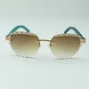 Designers de vente directe lunettes de soleil à lentilles gravées 3524019 bâtons en bois naturel bleu taille de lunettes: 58-18-135mm