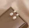 Baroque Pearl 9-10mm Ear Studs Dangle & Chandelier natural Freshwater pearl Earrings white Lady/girl Fashion jewelry