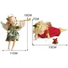 Christmas Cherub Resin Angel Little Girl Blowing A Trumpet Unique Winged Angel Statue Merry Christmas Home Desktop Decoration L220531