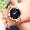 Montres-bracelets Bracelet Montre Set Lumineux Starry Femme Montre-Bracelet Ceinture En Cuir Diamant Dames Horloge Mode Femme Montres Montre Femme